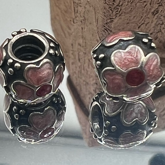 Pandora 925 Sterling Silver Emmanuel Flower Charms - Qty 6 - Picture 2 of 7